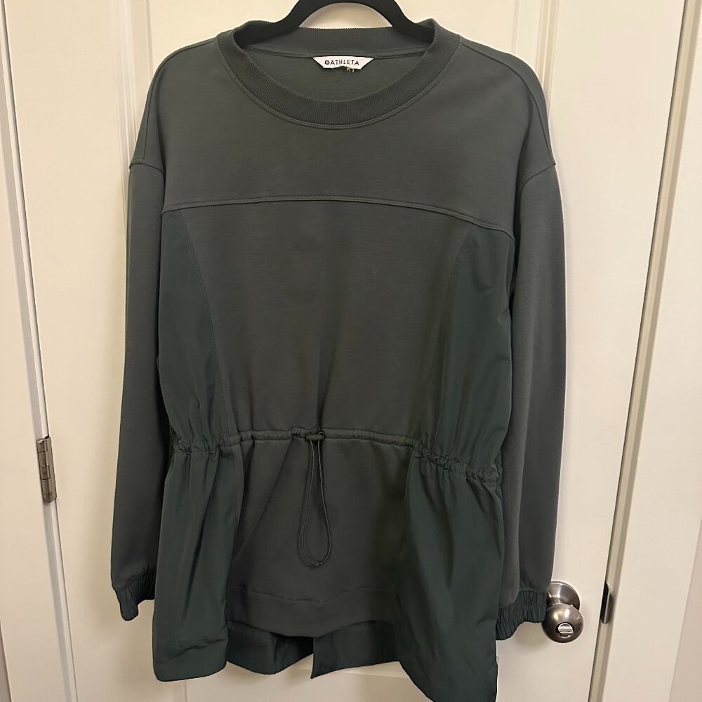 Athleta Triumph Hybrid Crewneck Sweatshirt (Size: XL; Color: Bali Green)